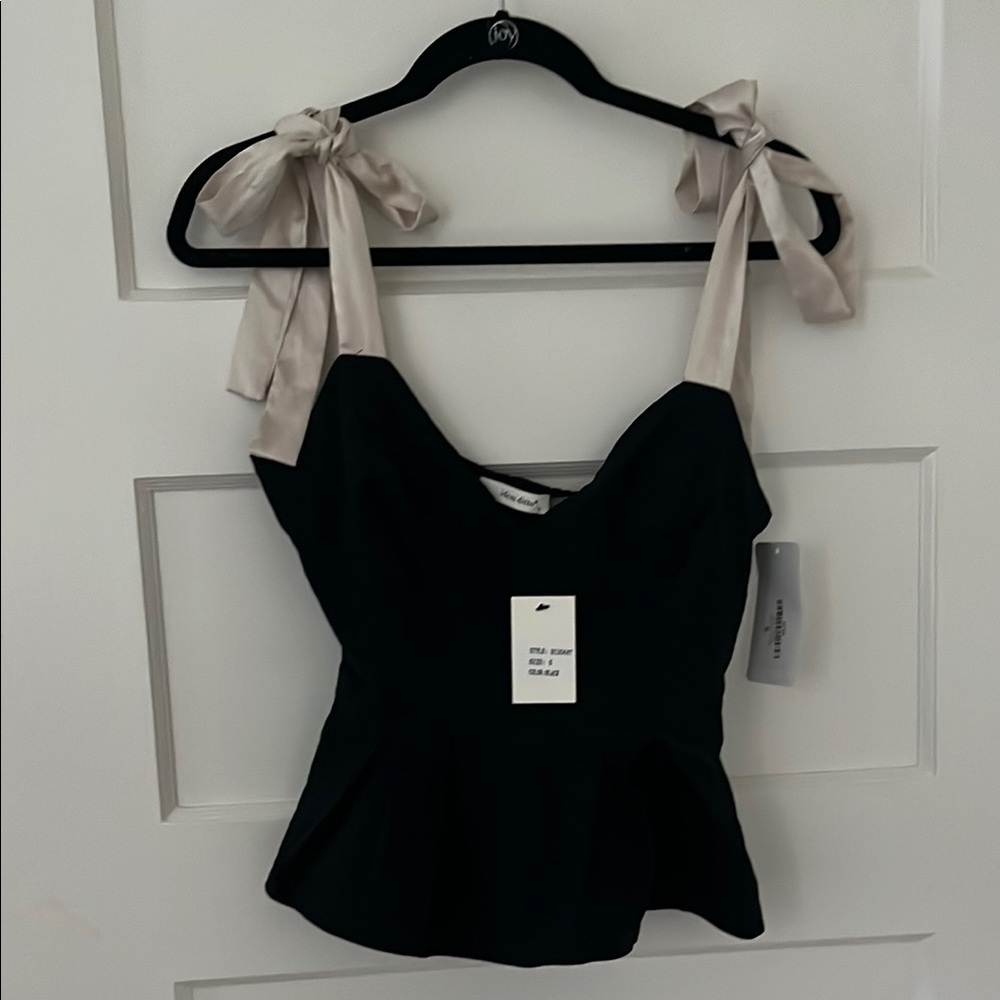 Black Sweetheart Tank Top with Cream Ties